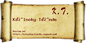 Kálnoky Tünde névjegykártya